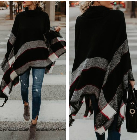 Women's Turtle Neck Solid Cream Poncho